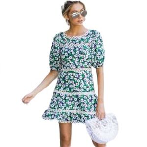 Olivaceous Floral Mini Dress with Cutouts Size Small